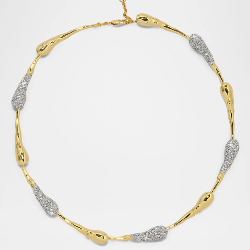 ALEXIS BITTAR Crystal Teardrop Riviera Necklace Two Tone F18 - Picture 4 of 4